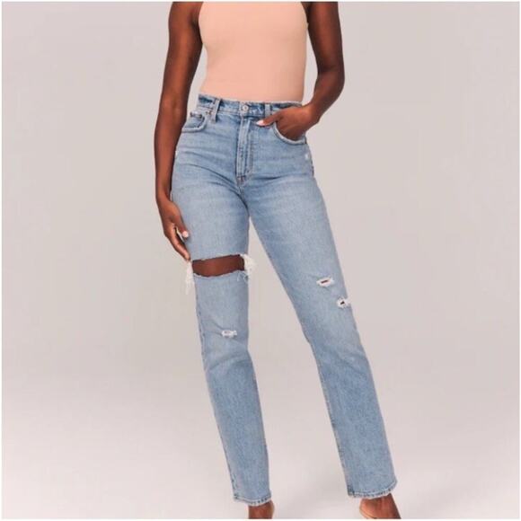 Abercrombie & Fitch Jeans 90s Straight Ultra High Rise Curve Love Size 27 / 4R - Picture 1 of 9